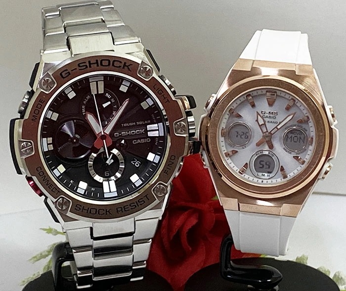 恋人たちのGショックペアウオッチ G-SHOCK BABY-G ペアウォッチ カシオ 2本セット 電波ソーラー GST-B100D-1AJF MSG-W600G-7AJF 　クリスマス　誕生日 御祝