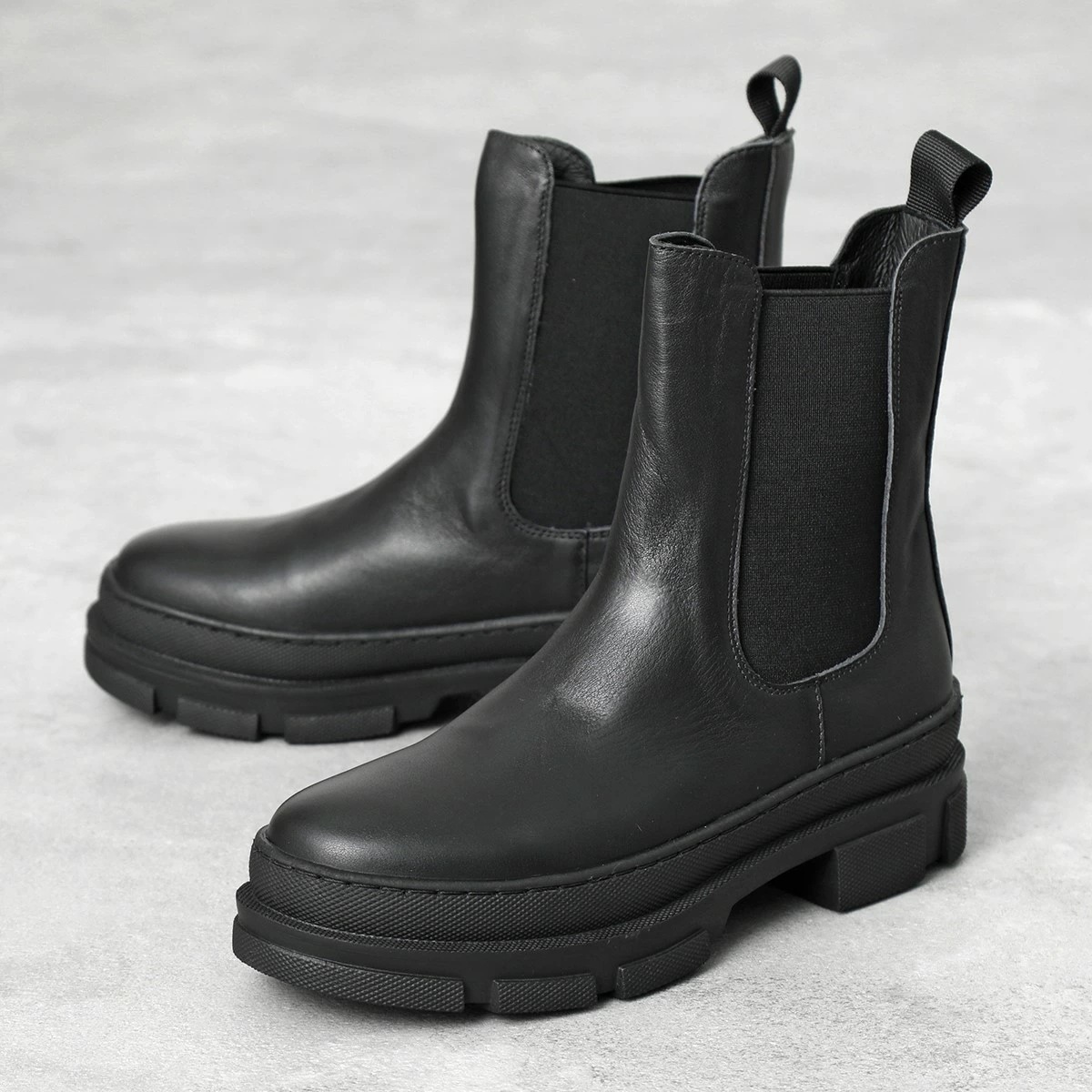 REMME レメ ブーツ ZH-05177 レディース レザー チェルシーブーツ サイドゴアブーツ ショートブーツ ラバーソール 靴 NEGRO