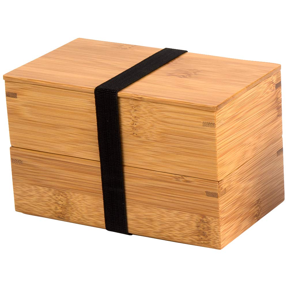 山下工芸(Yamashita kogei) 弁当箱 ナチュラル W16×D9×H5cm 日本製 スス竹 長角 二段弁当 仕切1個付 32307