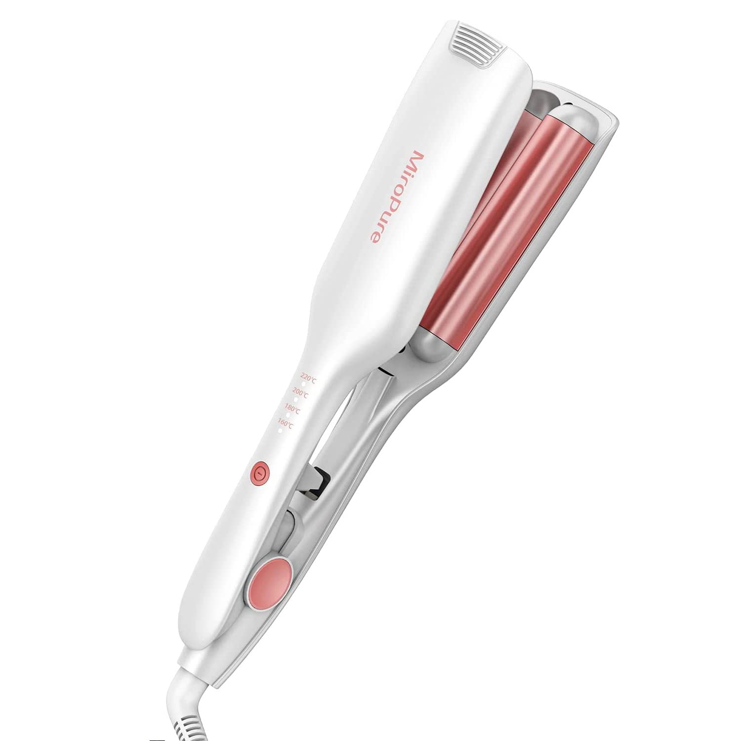 MiroPure ヘアアイロン カール ウェーブアイロン 26 挟むだけで可愛い カールアイロン 実現 160℃～220℃ 千万級マイナスイオン吹出 やけど防止 初心者向けカールアイロン プレゼント