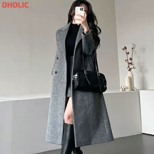 [メガ割りSALE]ダブルボタンバックスリットロングコート