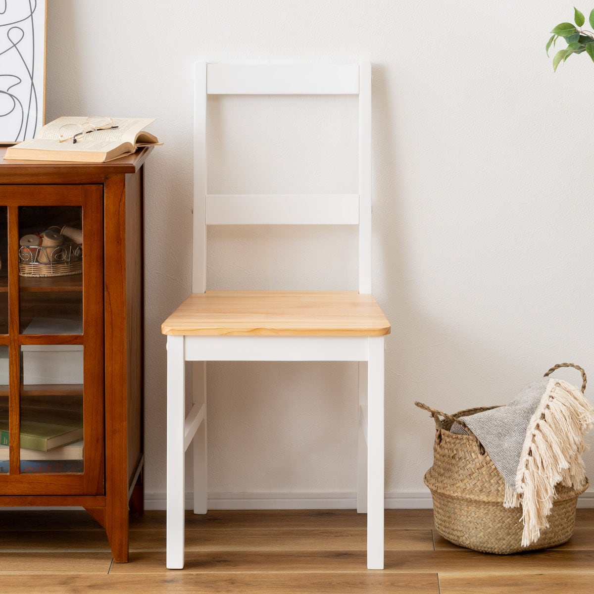 ダイニングチェア 座面高45cm 天然木 木脚 チェア 椅子 肘なし 木製 カントリー調 北欧 ナチュラル