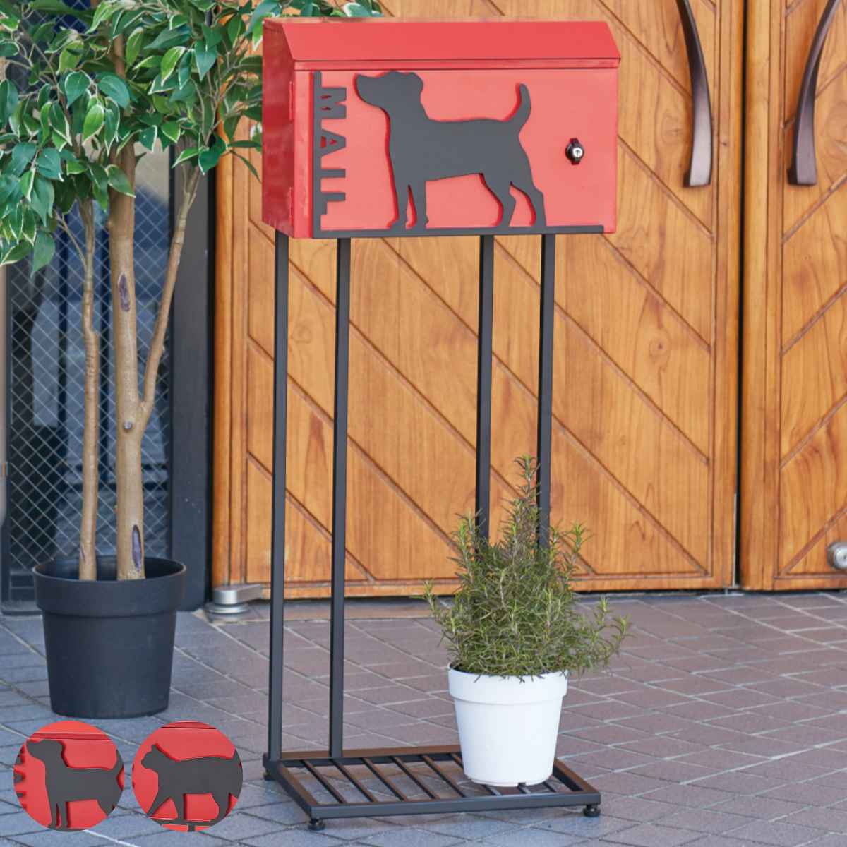 郵便ポスト スタンドポスト 動物 スタンドタイプ ポスト 郵便受け スタンド アニマル キャット ねこ ネコ 犬 イヌ 新聞受け POST メールボックス A4サイズ シルエット ワンちゃん