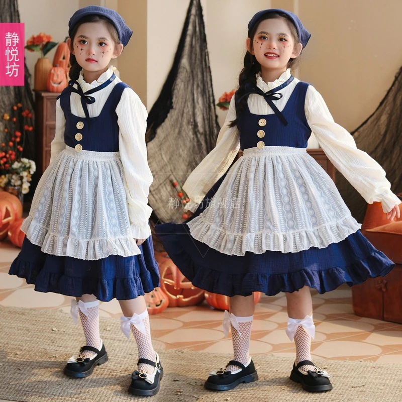 マッチ売りの少女 メイド服 ハロウィン 子供衣装 アリス 牧歌的ドレス コス衣装