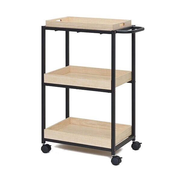 ワゴン キャスター付 スチールフレーム 幅53cm キッチンワゴン ラック 収納 ストッカー サイドワゴン 3段 作業台 キッチン キッチントレー リビング スチール 法人限定 20,216円