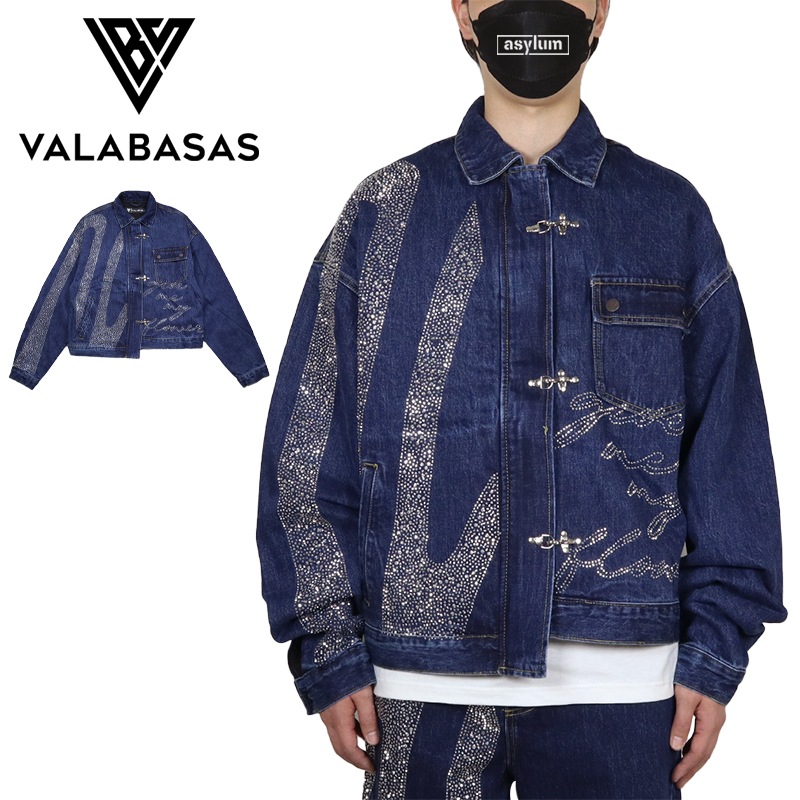 バラバサス デニムジャケット VALABASAS アウター セットアップ対応 メンズ レディース ブランド 大きいサイズ ラインストーン