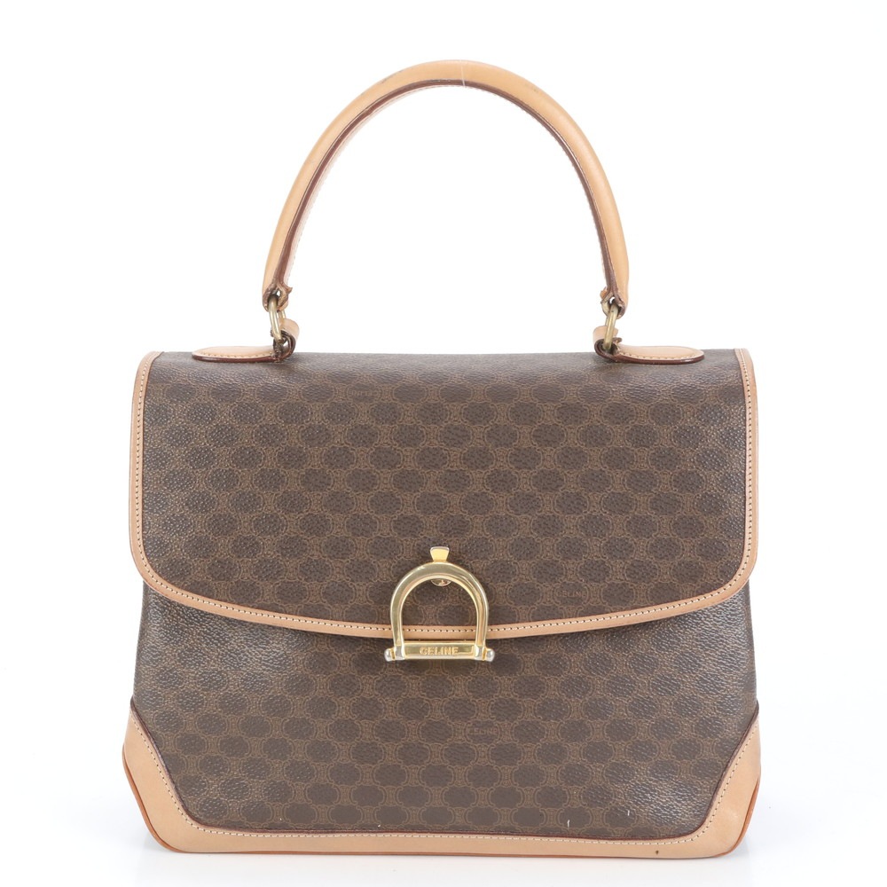 ヴィンテージ マカダム レザー×コーティングキャンバス ハンドバッグ トート 本革 ブラウン 茶色 ブランド レディース ERE CP12-9 中古 14,112円