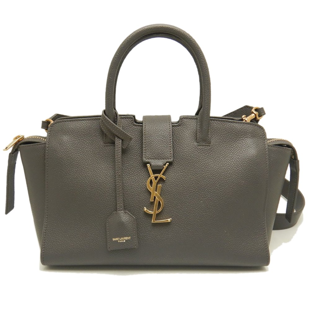 ダウンタウンベイビー カバス 635346 ハンドバッグ グレインレザー グレー/252821【中古】