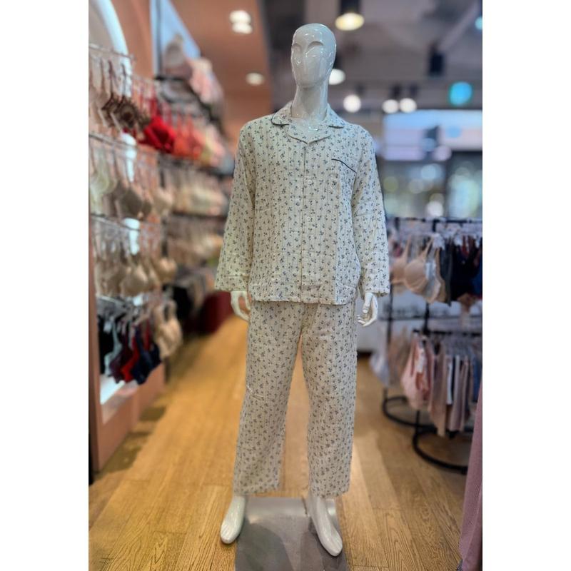 [坡州店] 面二重ガーゼフラワー男性パジャマセット MP6056