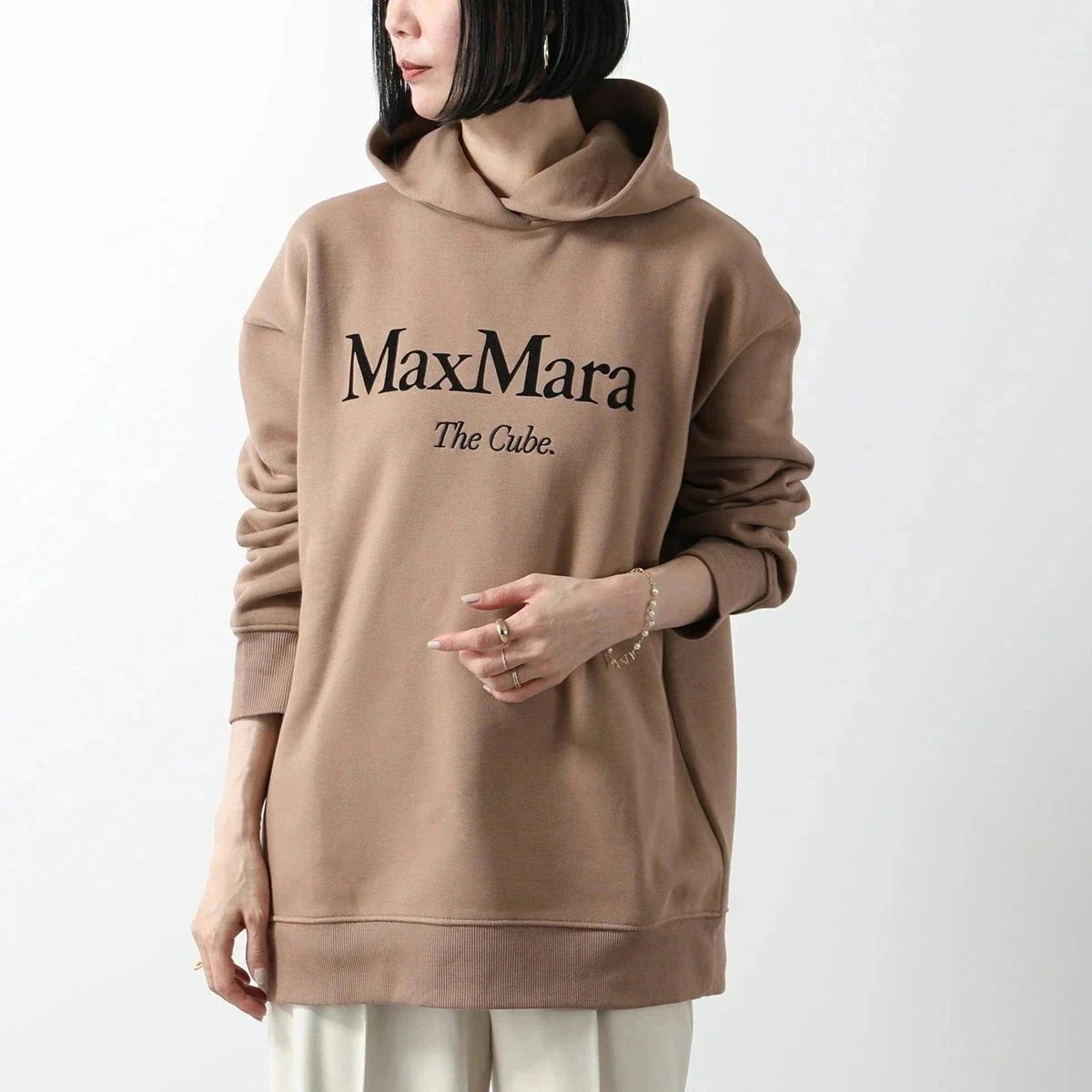 S MAX MARA エス マックスマーラ パーカー FELPA フェルパ レディース プルオーバー フーディ スウェット フロッキープリント ロゴ 003 38,197円