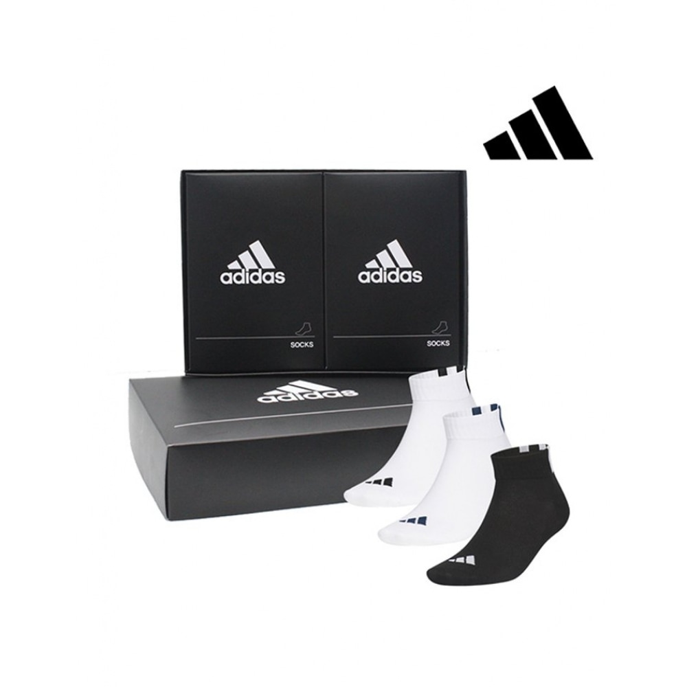アディダスゴルフ 3ラインスポーツアンクルソックスユニセックス 2パックギフトセット IF88201