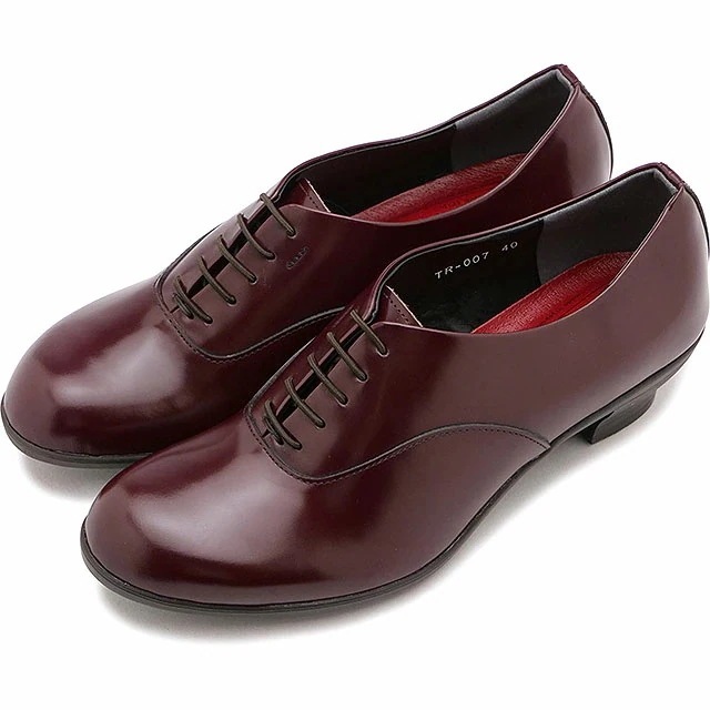 トラベルシューズ レディース レースアップヒールシューズ [TR-007ガラス ] 靴 日本製 生活防水 ビブラムソール バーガンディガラス