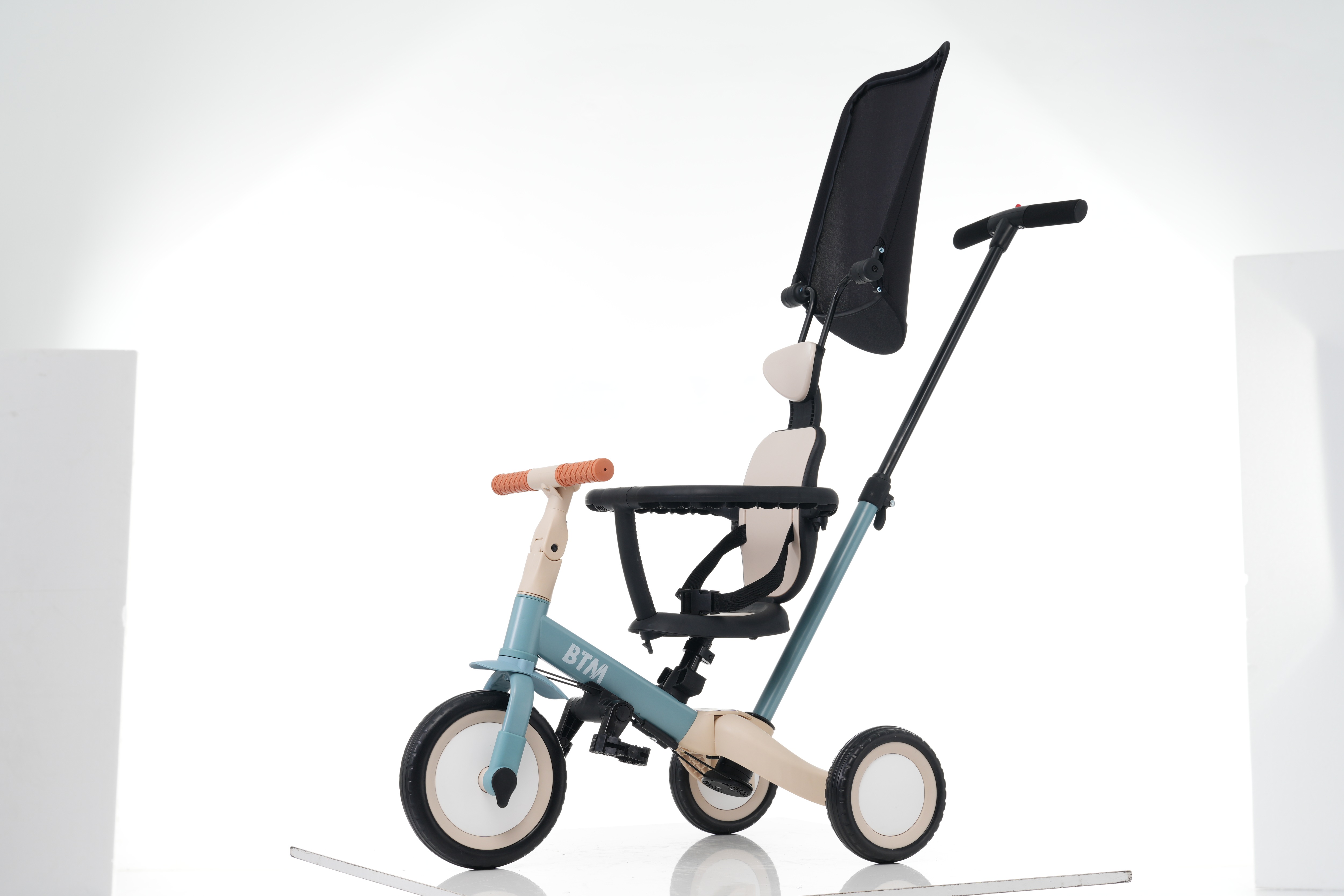 子供用三輪車 5in1 自転車 オリジナル 押し棒付き 安全バー付き サンシェード付き