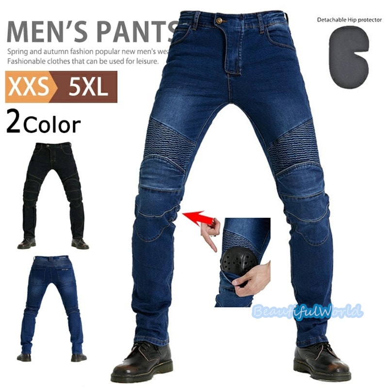 バイクパンツ メンズ ライダーパンツ バイクウェア オートバイ プロテクター付き ジーンズ デニム 転倒防護 膝当て 耐久 耐衝撃 膝パッド レーシングパンツ/24mtckz9