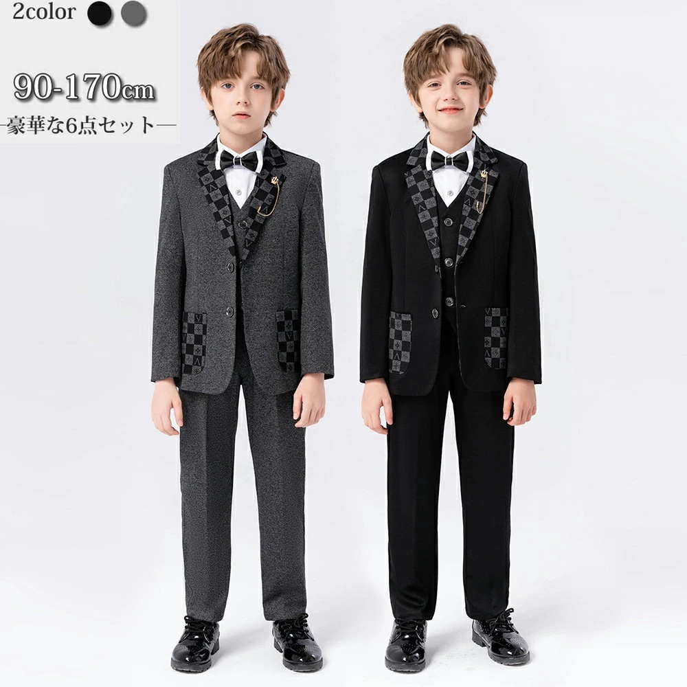 完売続出の一品！お買い得 ５点セット＆６点セット 子供スーツ 男の子 子供スーツ フォーマル 卒業式 子供スーツ グレー ブラック カジュアル 子どもスーツ タキシード 入園式 入学式 フォーマル グ