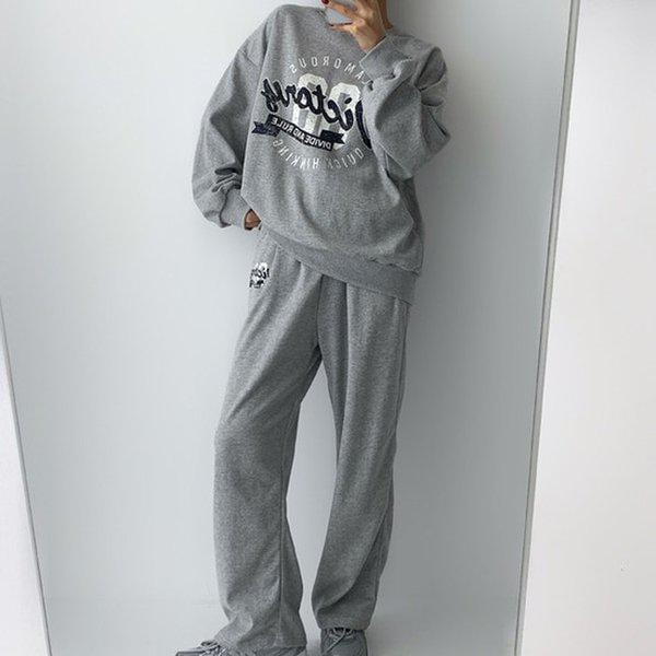 Hスタイル(SET)グラムセット 秋 女性 トレーニングウェアセット 長袖 スウェットセット パンツセットアップ