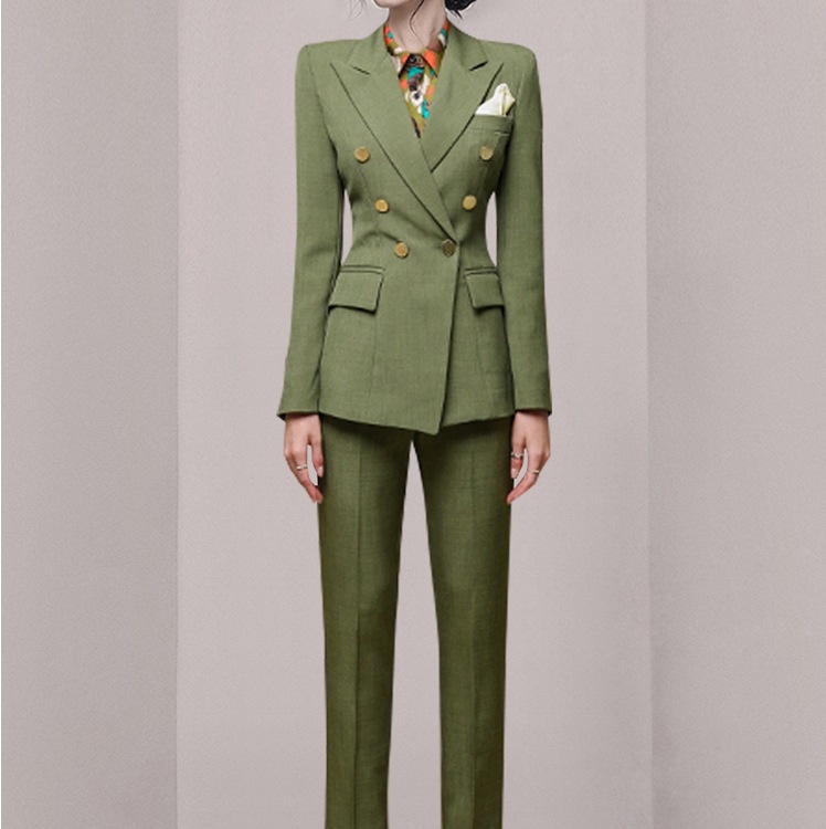 レトロスーツセットアップ オフィススーツセット ストレートパンツジャケットセット セットアップ2点セット ボトムス パンツ アウター ジャケット 上着 スーツ ストレートパンツ ロング 袖あり 長袖