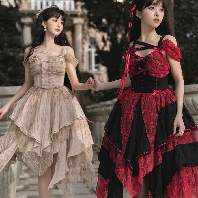 燕尾服 ゴシック ロリータ服 ゴスロリ 暗黒風 ロリータワンピース ロング丈 イレギュラー裾 レースアップ ハロウィン コスプレ衣裳 暗黒 鬼花嫁 ゴースト 妖精 吸血鬼 コスチューム イエロー ワイ