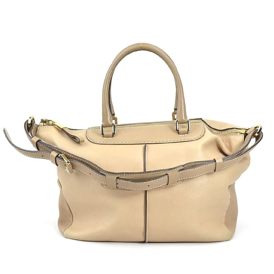トッズ TOD’S ハンドバッグ ショルダーバッグ レザー ベージュ レディース a0451