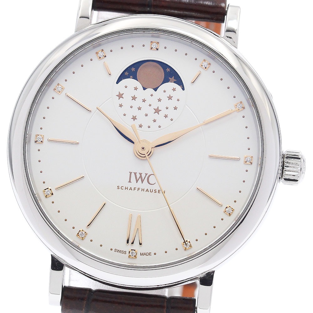IWC IWC SCHAFFHAUSEN IW459011 ポートフィノ ムーンフェイズ 12Pダイヤ 自動巻き メンズ 良品 保証書付き_948066【中古】