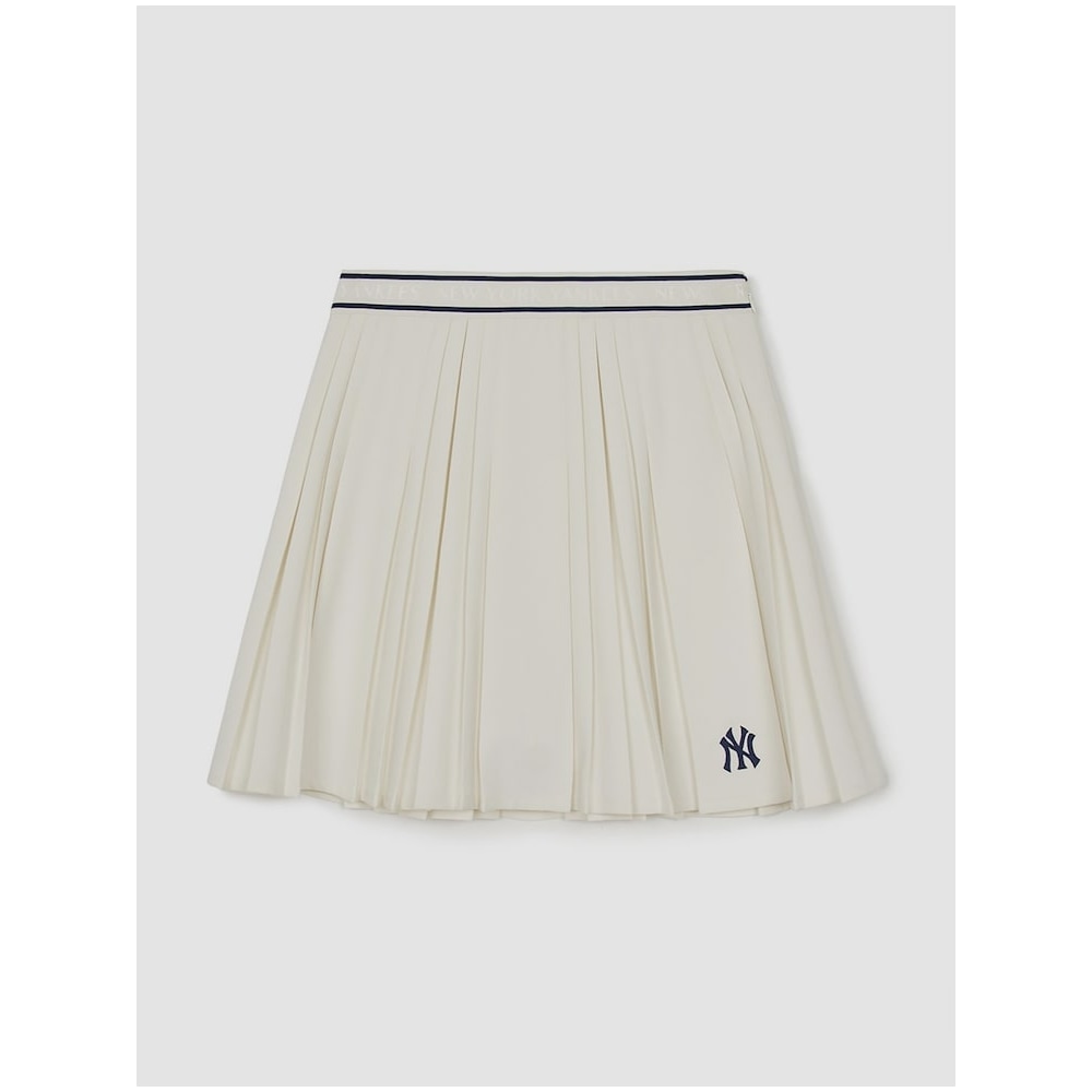 MLB 女性用スポーティーバーシティプリーツスカート NY (クリーム) QHHC3FSKV0144-50CRS