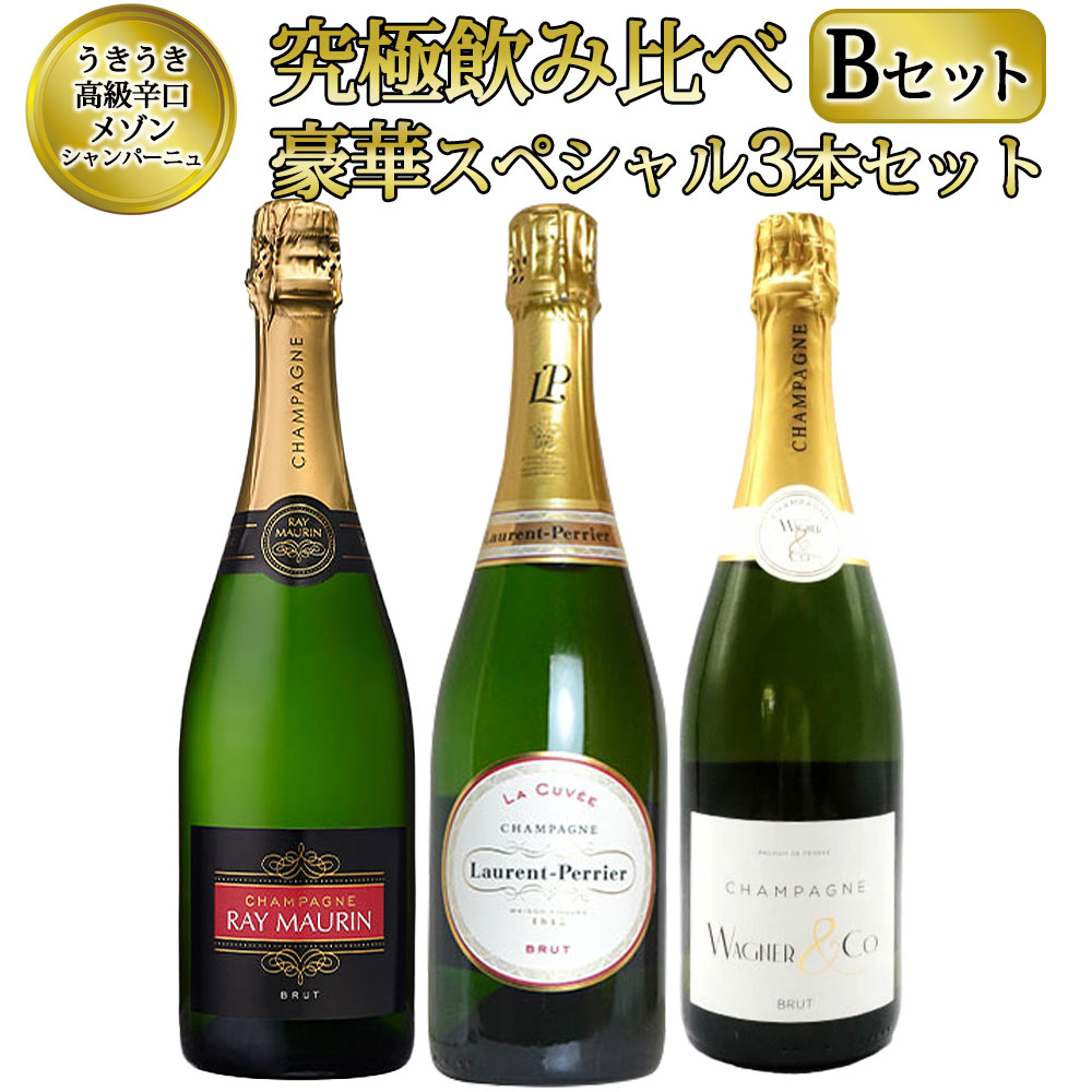 【送料無料】うきうき高級辛口有名メゾン シャンパーニュ究極飲み比べ豪華スペシャル3本セット[Bセット]