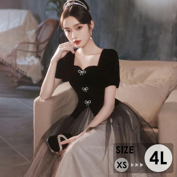 初回限定ドレス 大人 ピアノ 発表会 演奏会用ドレス ロングドレス 演奏会 イブニングドレス 結婚式 母親 ピアノ発表会 中学生 パーティードレス 発表会ドレス 黒 高校生 大きいサイズ コンクール