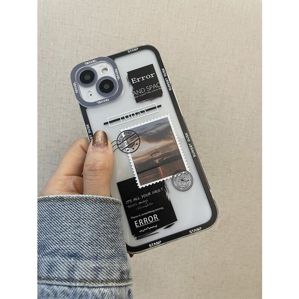 【おまけ付】 スマホケース 切手 パターン クリア携帯ケース iPhone アイフォン (1523) iPhoneX