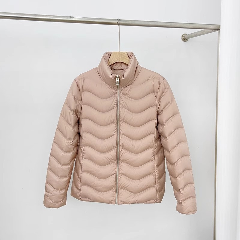 レディースダウンジャケットホワイトダックダウン気質エレガント薄手ショート冬服2025新作冬ジャケットレディース服