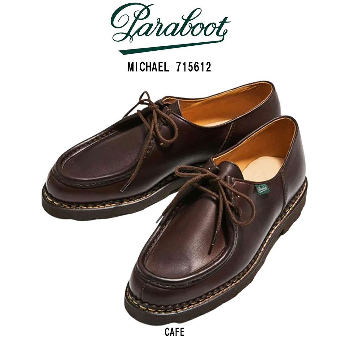 Paraboot チロリアンシューズ モカシン 革靴 レザー シューズ CAFE ブラウン 定番 カジュアル メンズ 男性用 紳士靴 ミカエル MICHAEL 715612