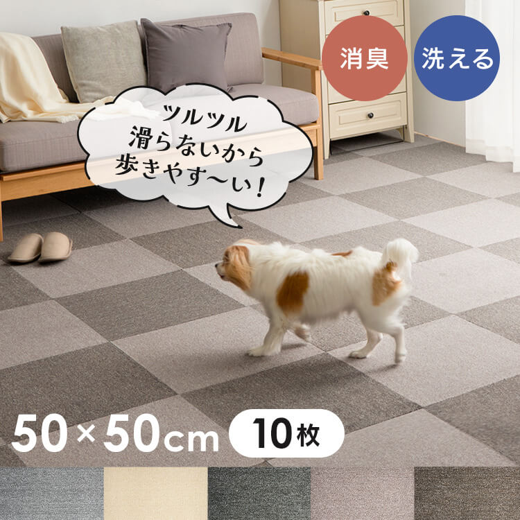 【10枚】カーペット マット 正方形 消臭タイルカーペット 50x50 TKP-SS50 (D)