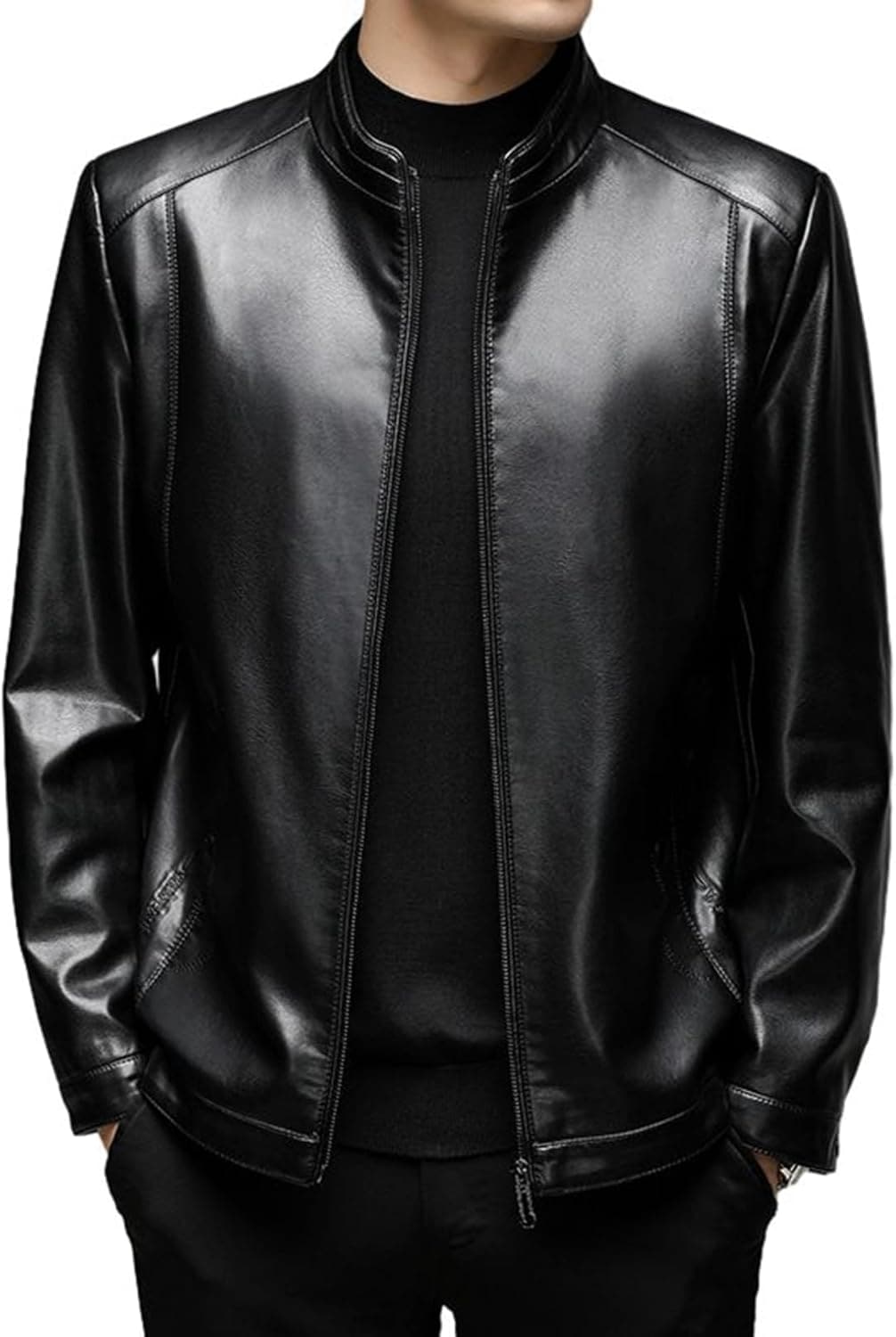 レザージャケット メンズ ライダースジャケット 柔らかい 薄手 ブルゾン ウインドブレーカー カッコイイ ショート 革ジャン 立ち襟 カジュアル 秋冬 アウトドア 通勤 通学 アウター バイク バイカ