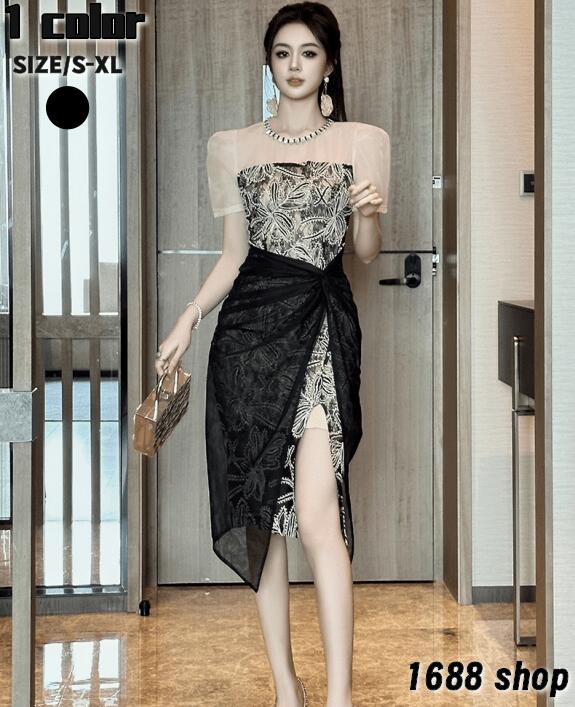 お买い得 2025 タイトワンピース 姫系ワンピース　シンプル　ワンピース インポート ひざ丈 ミドル丈 エレガント　韓国ファッション シンプル Vネック パーティドレス 半袖　お嬢様 セクシー ミニ