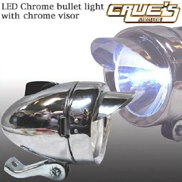 バイザー付き 砲弾型ライト LED 3個使用 ヘッドライト 自転車部品 砲弾型 ライト カスタム 自転車 パーツ 部品 改造 ローチャリ ビーチクルーザー ローライダー BMX MTB マウンテンバイ