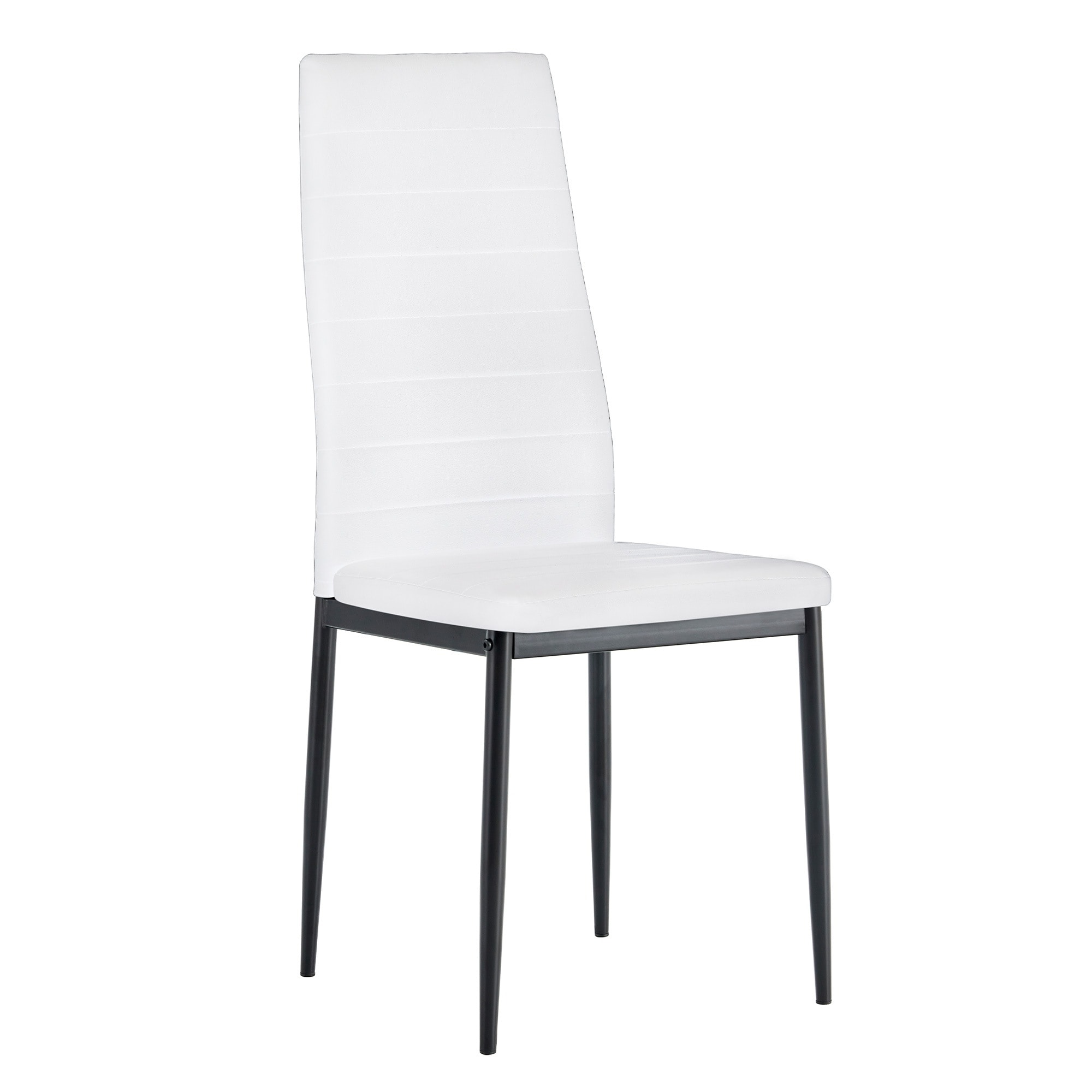 【ホワイト座面　黒足　４脚】ダイニングチェア 椅子 イス レザー　食卓椅子　レトロ モダン 北欧 コンパクト リビングチェア