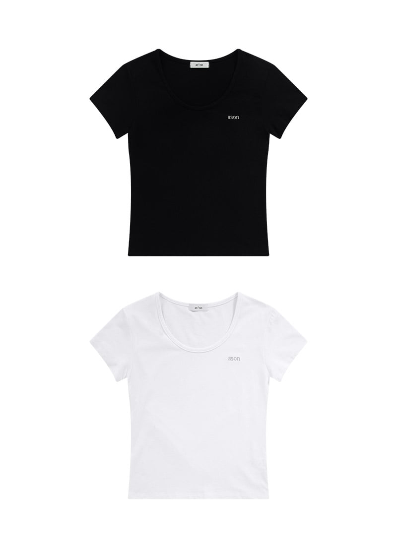 【AS"ON】 [2PACK] PLAIN SLIM TEE / BLACK & WHITE 正規品