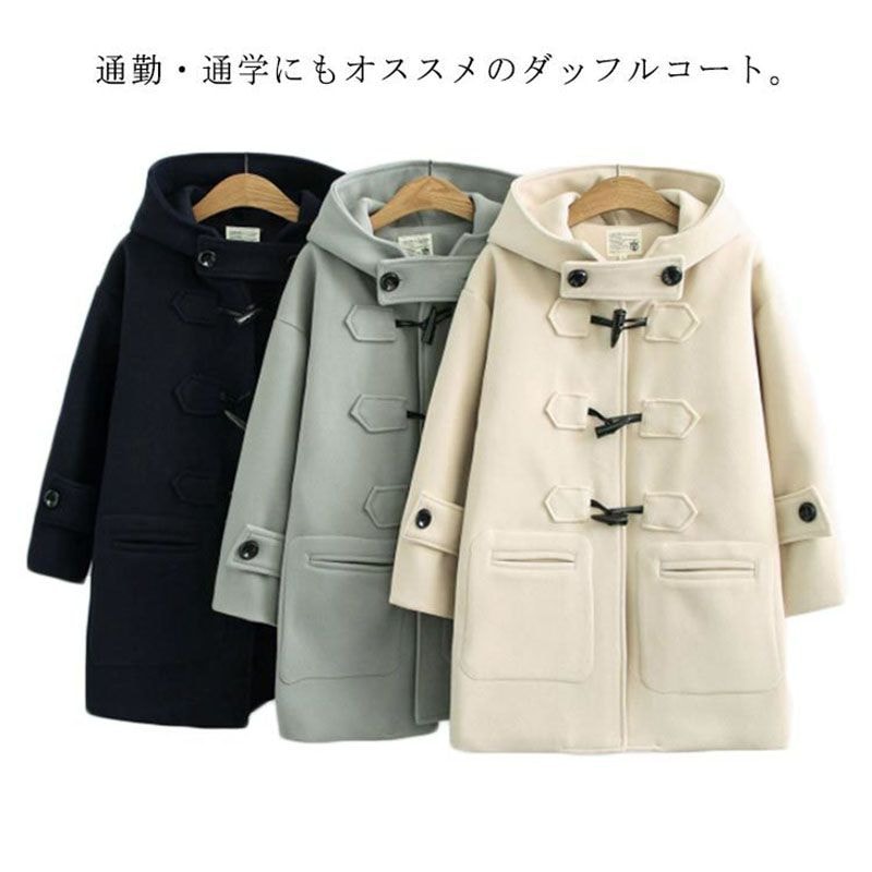 ダッフルコート レディース 綿入りジャケット ダッフルアウター 森ガール 綿コート 裏起毛コート アウター フード付きトップス ミディアム丈 ボタン付き 秋冬 学生 通学 保温 防寒 あったか