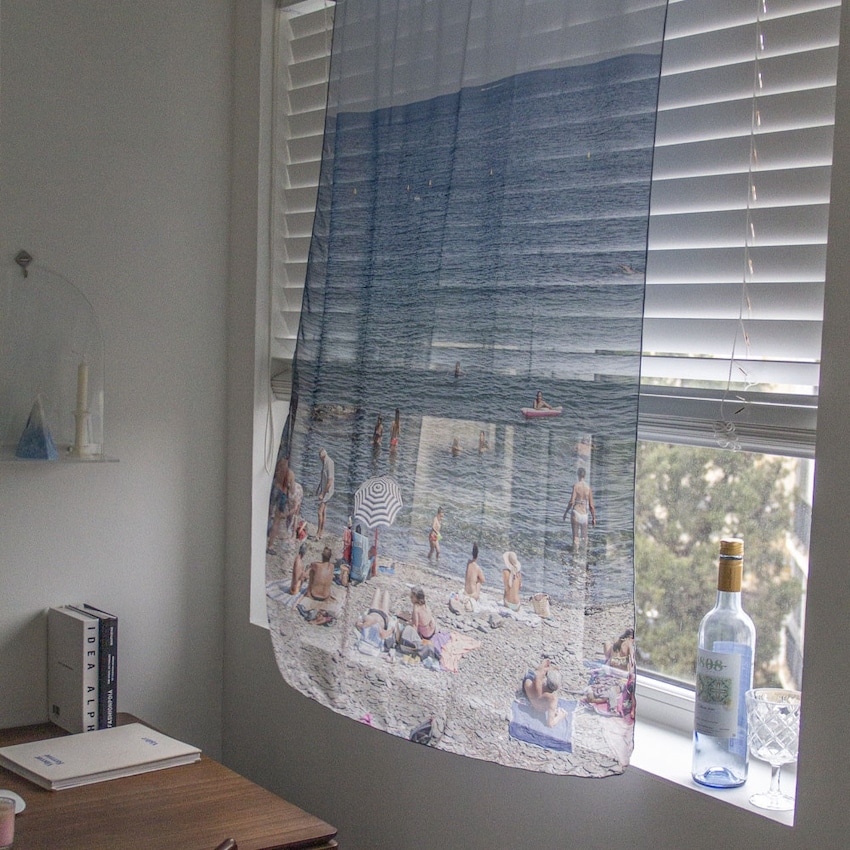 スペインビーチファブリックポスターシフォンカーテン 2 type