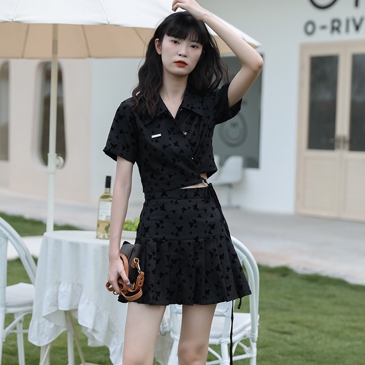 トップス スカート シャツ ブラウス ミニスカート プリーツスカート フレアワンピース ミニ ミニ丈 ショート ショート丈 不規則丈 袖あり 半袖 Vネック 襟付き アシンメトリー プリーツ リボン