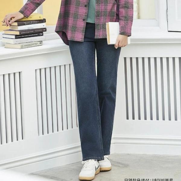 HC09 女性裏起毛インバンディングフィットジーンズ ストレート裏起毛 カジュアルなウエストバンド 動きやすい (S42359711)