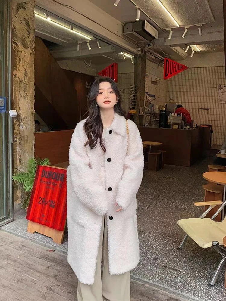 ラムウールコート レディース ロング フルウール とろみファー ワンファー コート ゆったり 冬