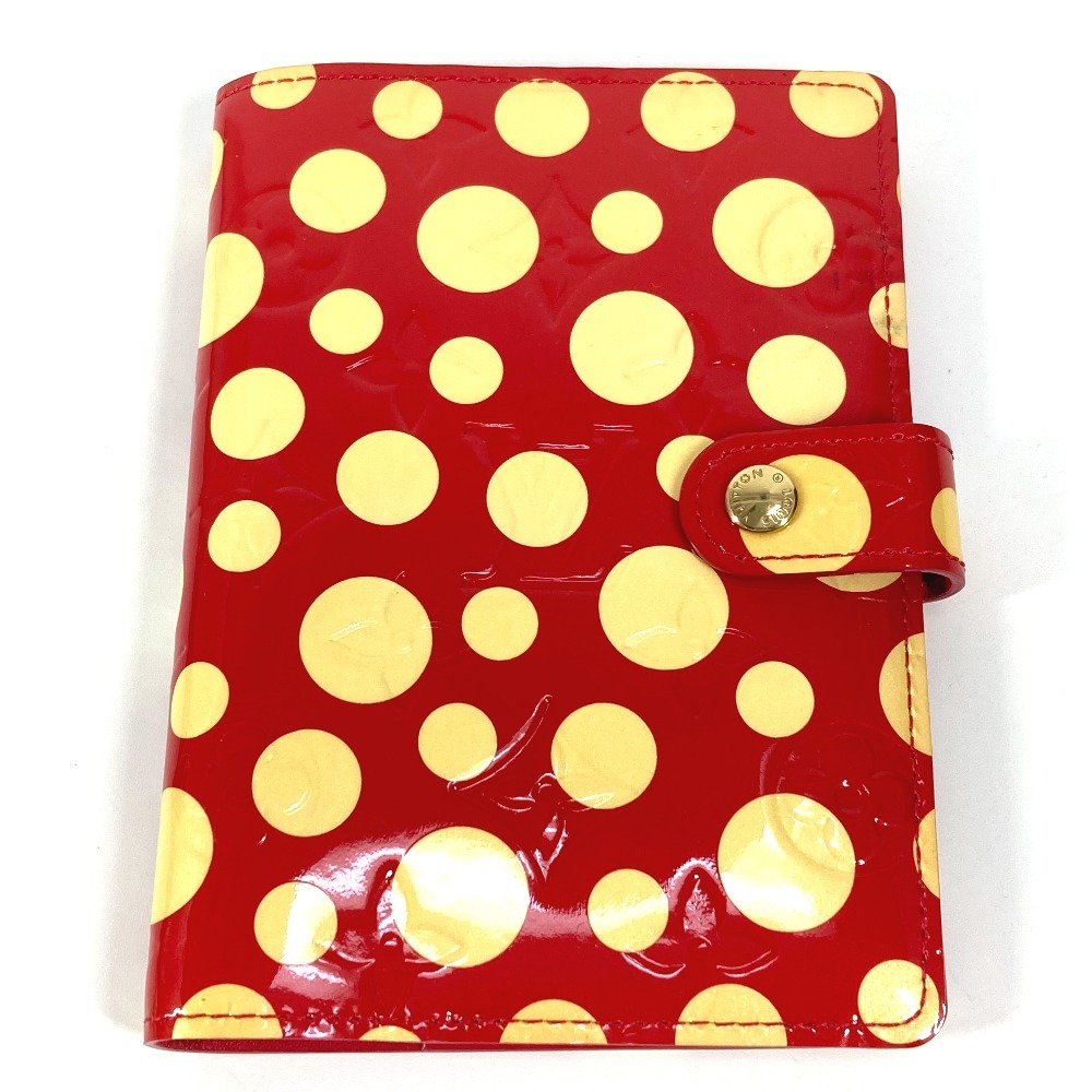 手帳カバー M91518 アジェンダPM モノグラムヴェルニ 草間彌生コラボ システム手帳 ステーショナリー ドット 水玉 アミューロ・ムートンメリノ レッド