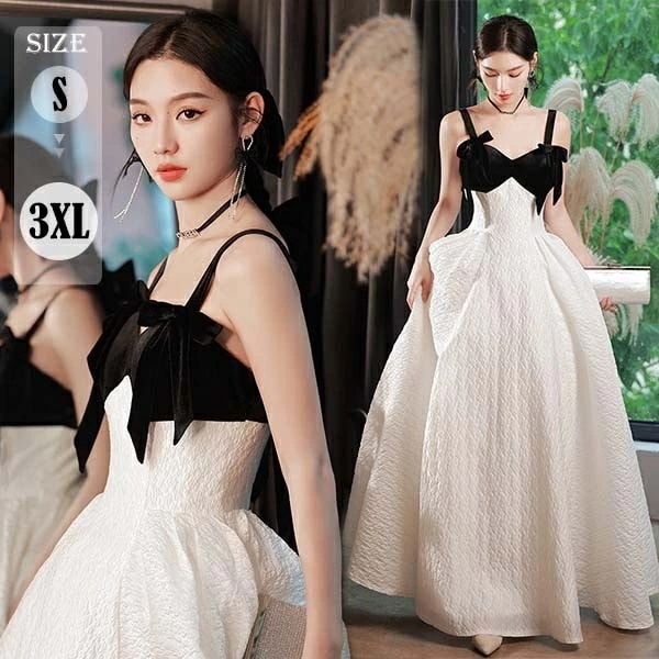 【毎日厳選 】 ロングドレス ピアノ発表会 袖なし ノースリーブ 演奏会 キャミソール 背中開き 編み上げ Aライン リボン飾り セクシー 大人可愛い パーティードレス レディース 結婚式 母親 ドレ