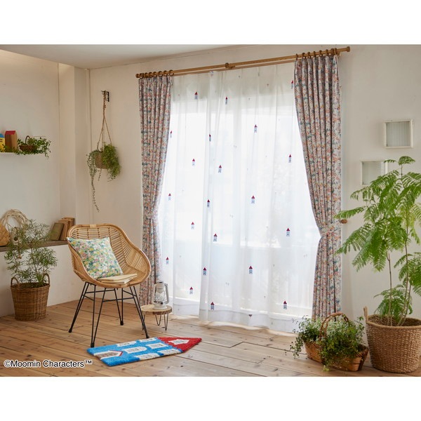 スミノエ ムーミン レースカーテン ムーミンハウス ボイル 100198cm ホワイト メーカー直送