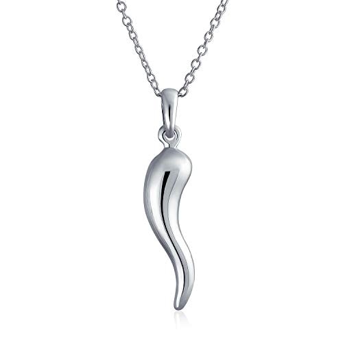 [ブリングジュエリー]シルバー925製イタリアホーン角お守りユニセックスティーンペンダントネックレス