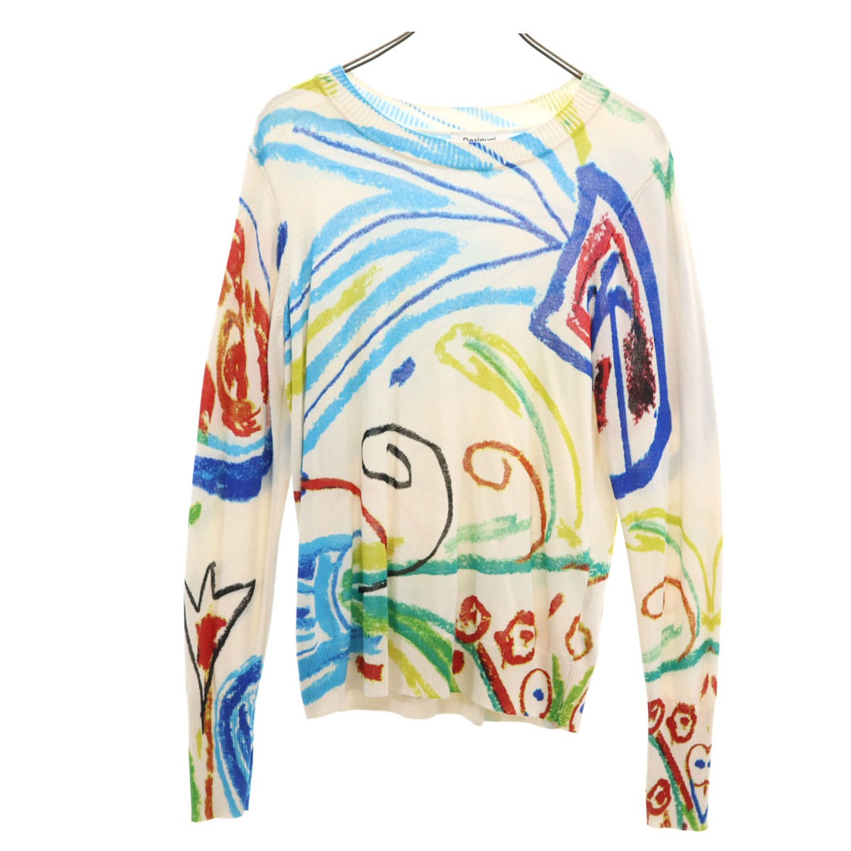 総柄 長袖 ニット XL アイボリー メンズ 古着 5,793円