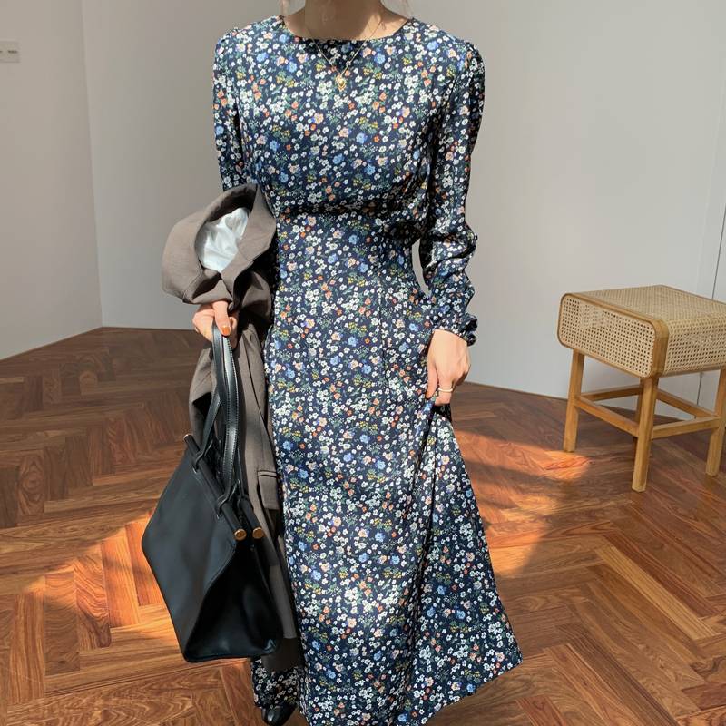 レディース ワンピース ワンピドレス ロングワンピース ロング ロング丈 レトロ エレガント 小花柄