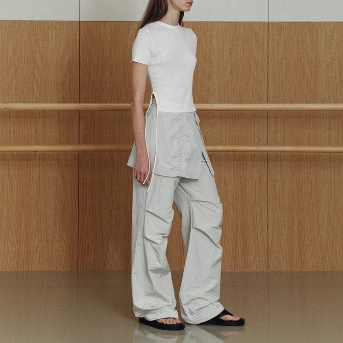 [LE] skirt layered pants -2colors(light gray/black)