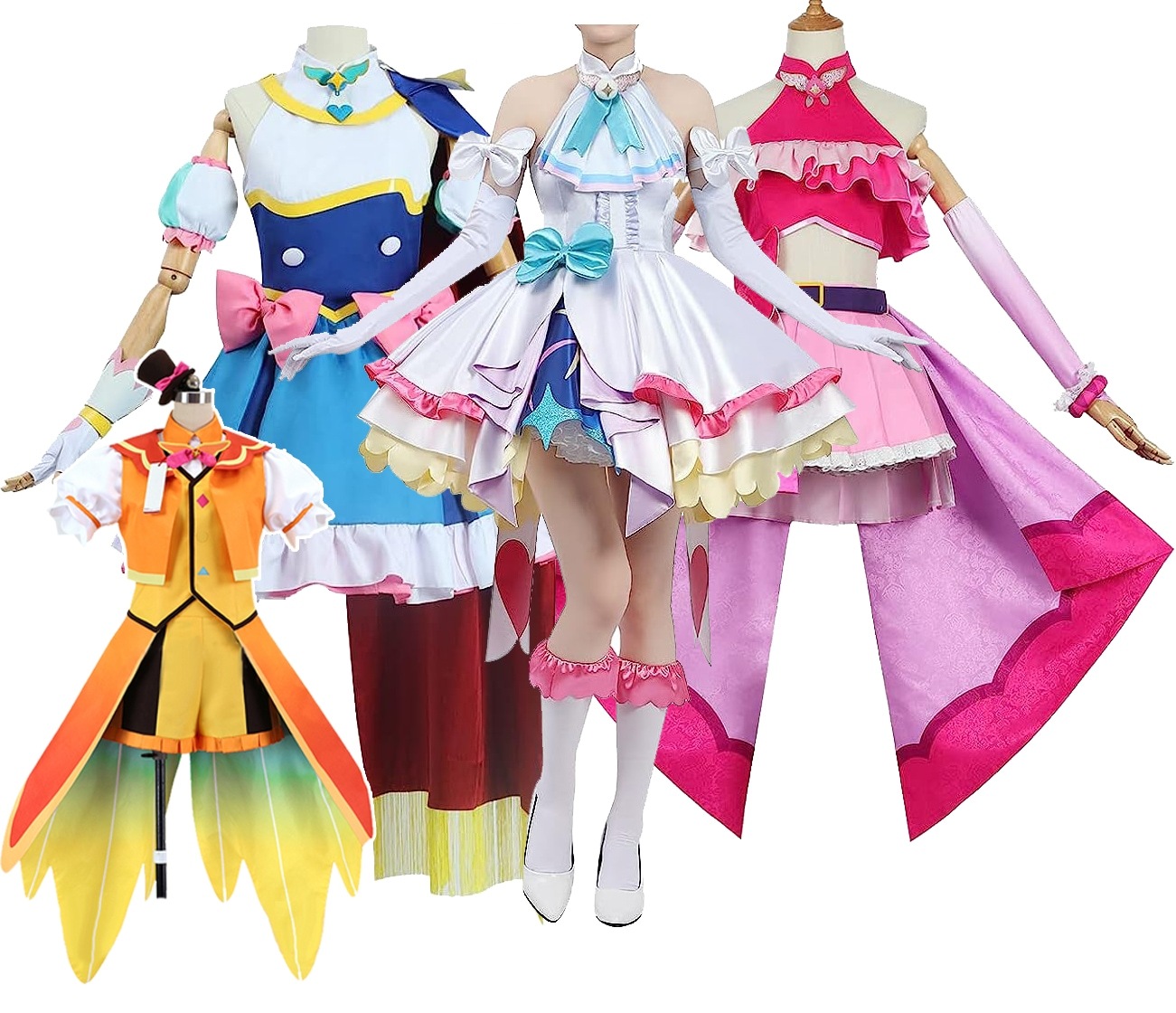 衣装 コスプレ キュアバタフライ あげは ひじり あげは 聖 キュアプリズム ましろ にじがおか ましろ 虹ヶ丘 キュアスカイ ハレワタール ソラ キュアウィング つばさ ゆうなぎ ツバサ 夕凪