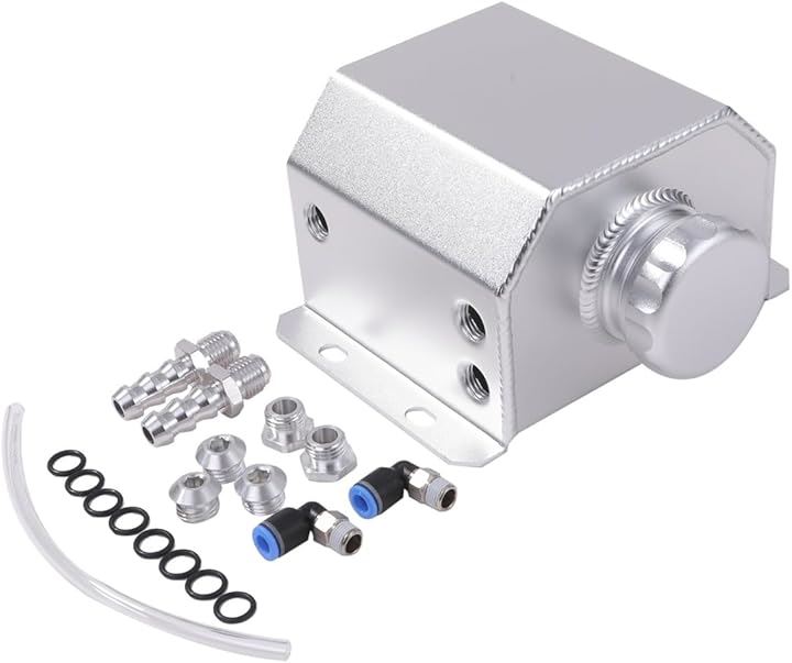 1000ml 1L アルミ オイル キャッチ タンク ラジエーター リザーバータンク クーラント リザーブタンク オーバーフロー AE86 ジムニー ロードスター シビック(シルバー)